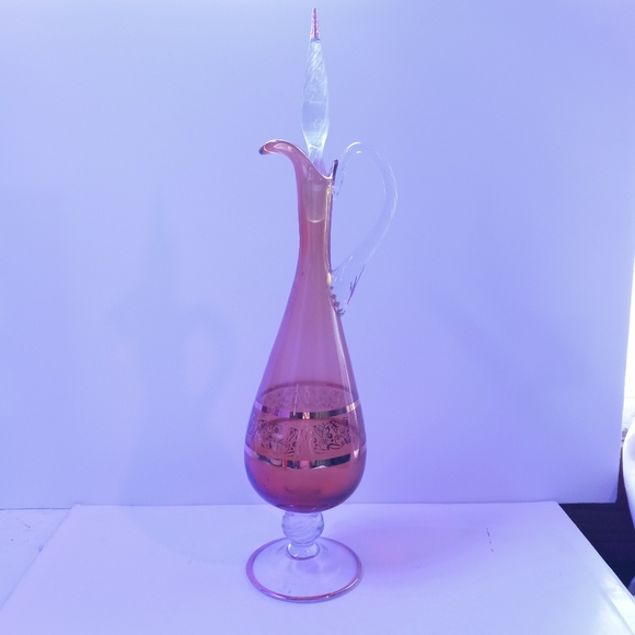 MCM Italian Etched gold Glass Decanter - Picture 2 of 16